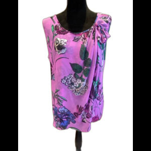 New York and Company Blouse  Plus Size XL Top Sleeveless  Purple Chic Flowy